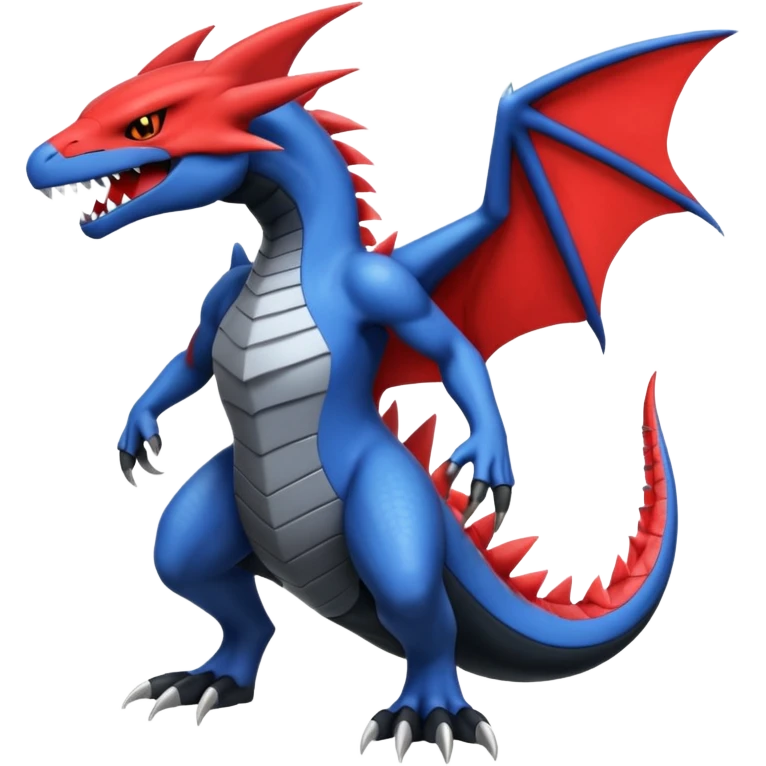 Handsome cool badass edgy evil Charmeleon-Latias-Garchomp-Giratina-Pokémon-Fakémon-fusion-hybrid-creature, full body emoji