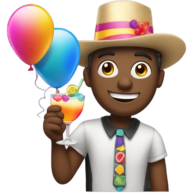 Happy Birthday with a cocktail in hand  emoji