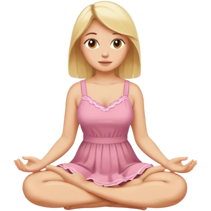 buxom blonde woman sitting cross-legged, SFW emoji