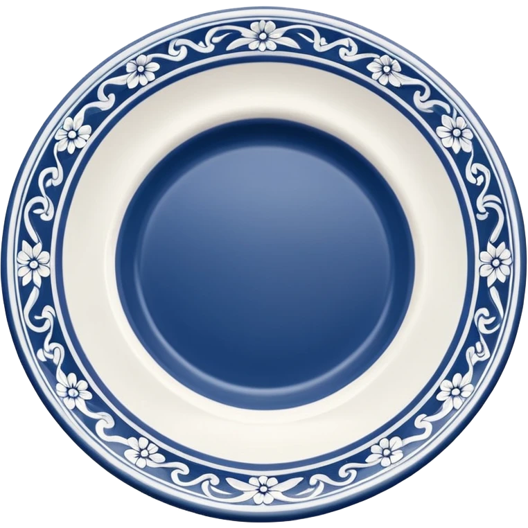 create me an image of ceramic plate in perspective view. with some white embossed ornament on sides. make the plate in perspective view. emoji