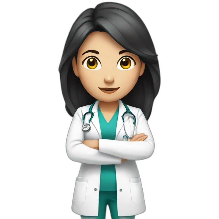 female doctor with dark long hair doing squat exercise emoji