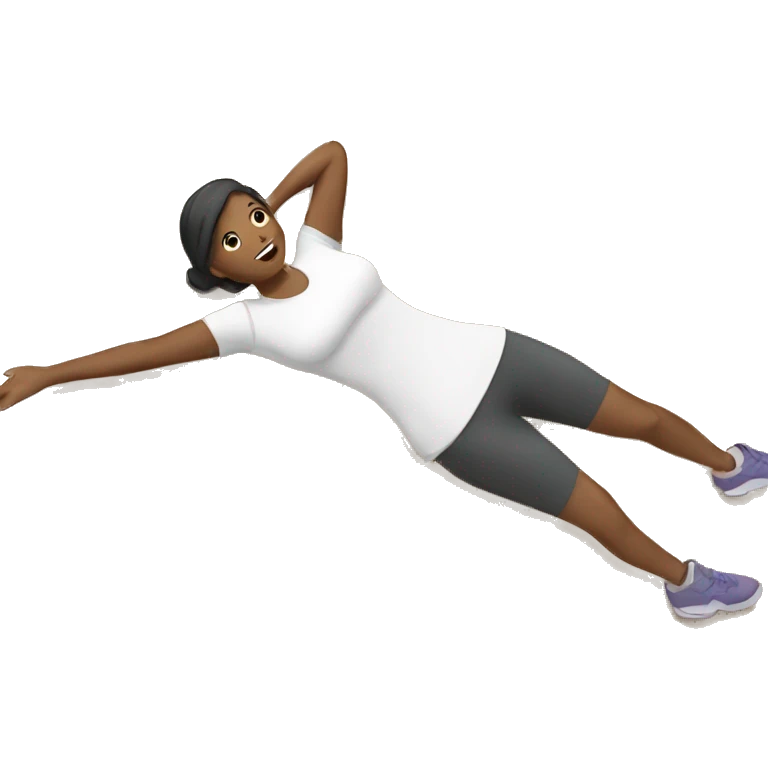 Woman lying on floor doing crunches emoji