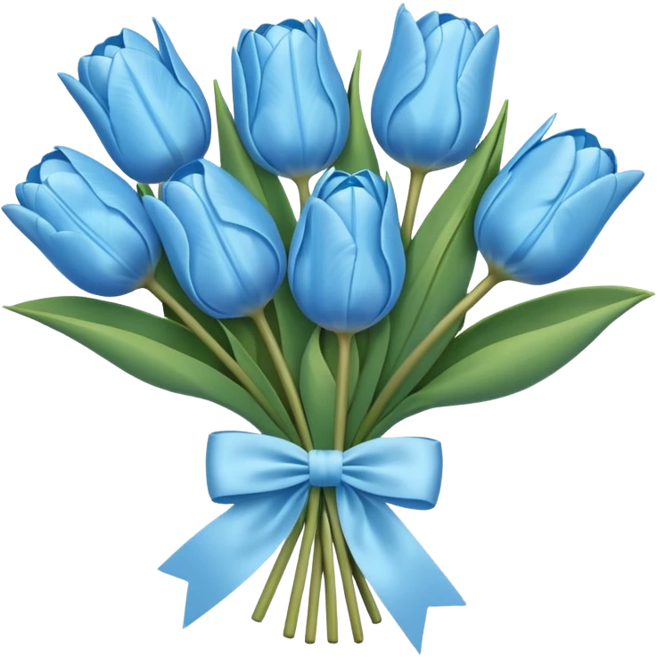 sky blue tulip bouquet with bow emoji