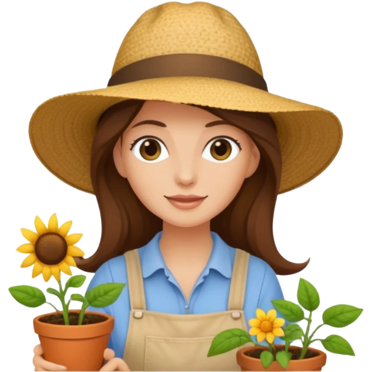 waves long brown hair white  woman Gardening emoji