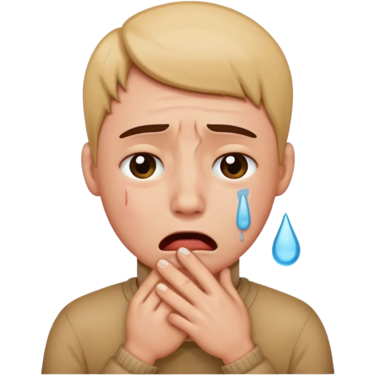 person crying while choking themselves  emoji