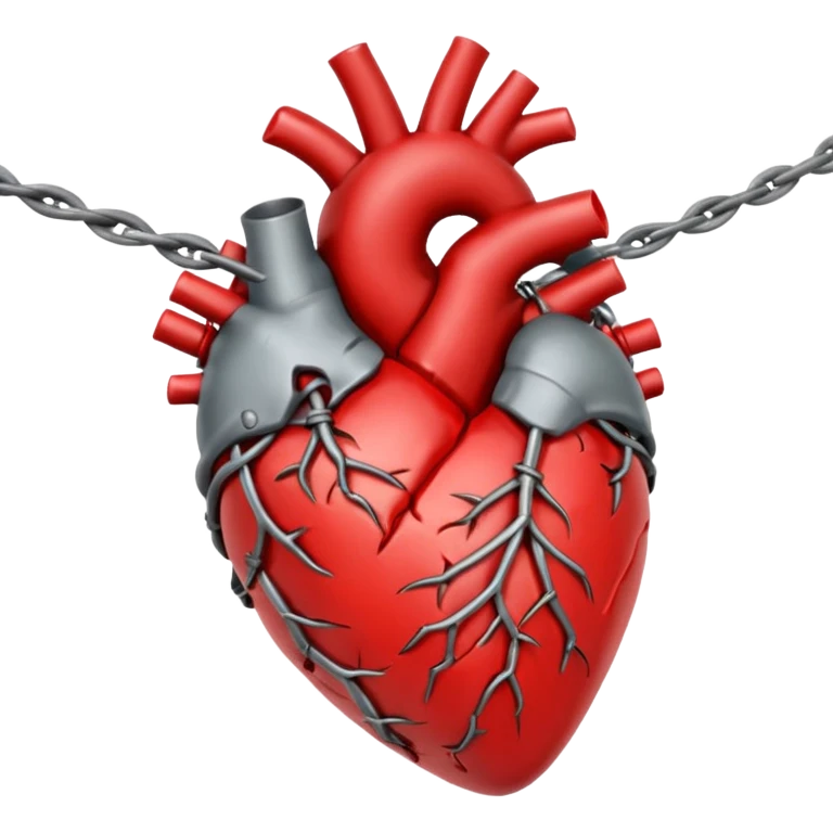 anatomical heart wrapped in barbed wire emoji
