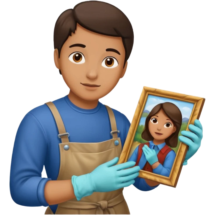 person restoring old painting. emoji