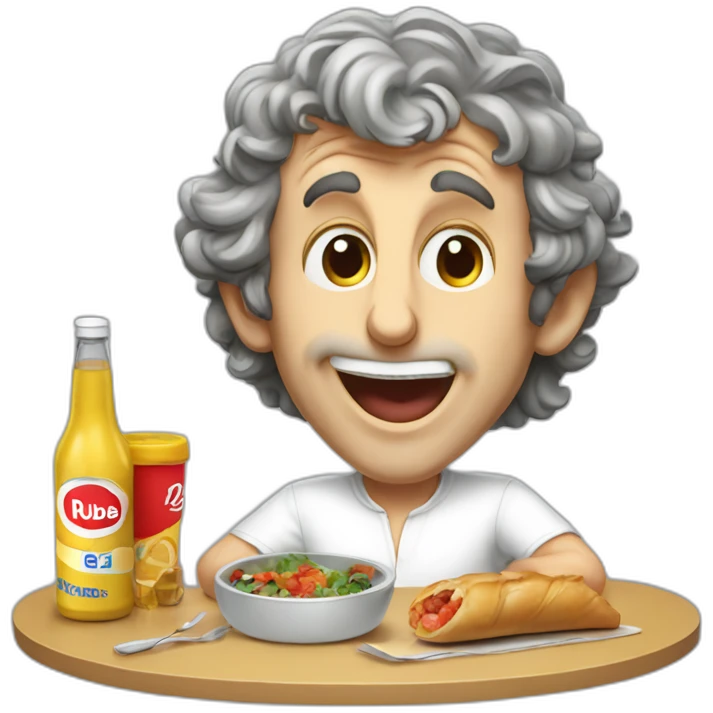 Alain Prost eating a rube emoji