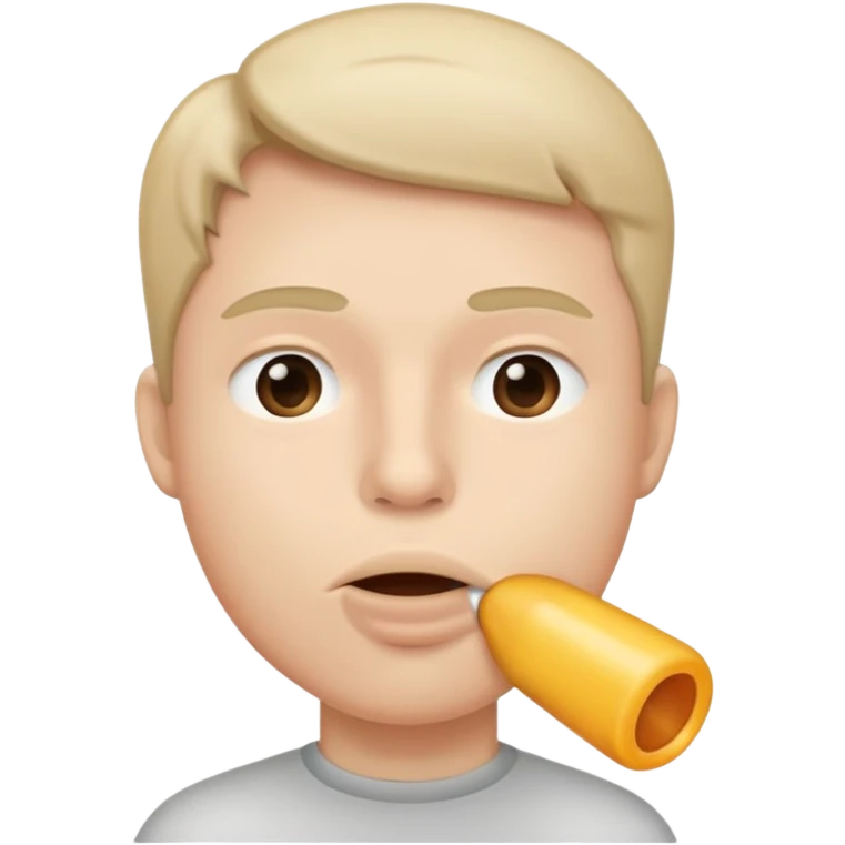 Straight face emoji that's holding air in their mouth emoji