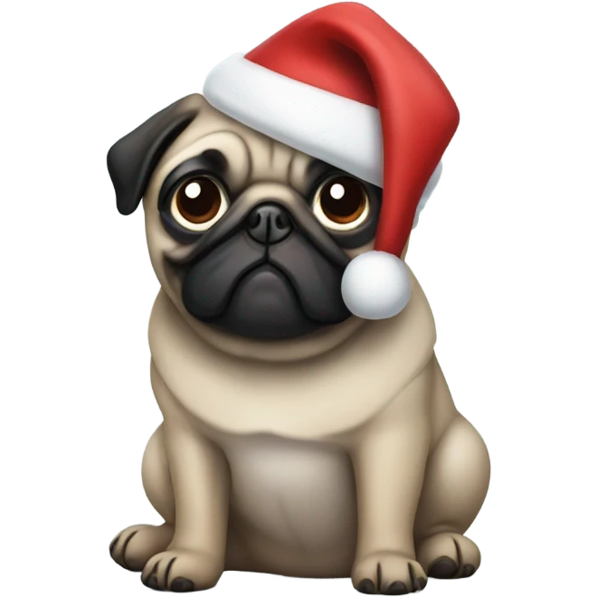 Pug using a Santa hat emoji