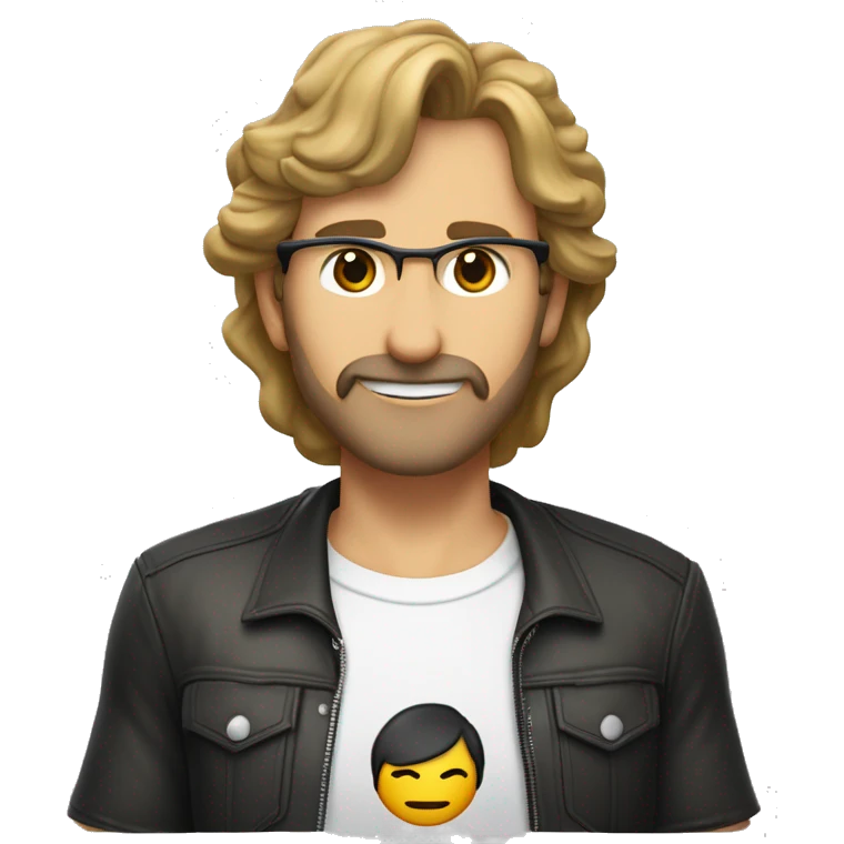 Persona de 50 años con el pelo castaño y liso con una camiseta que tenga el logotipo de la página de neoknow.es emoji