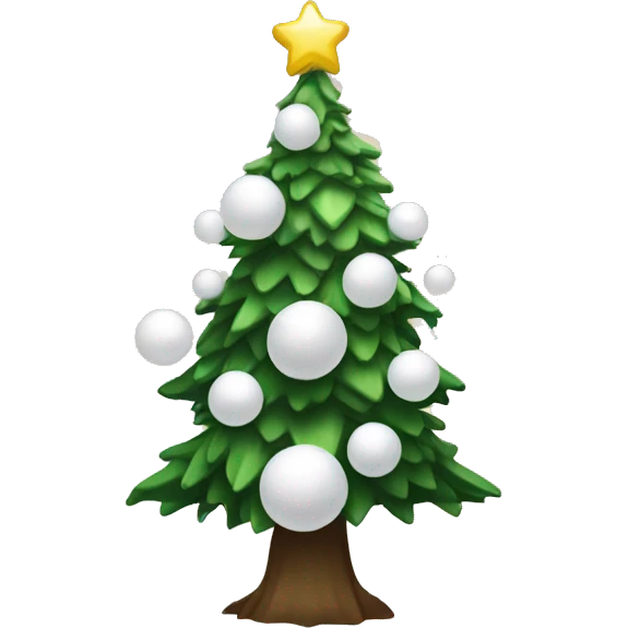 Christmas tree with snow, lights and white balls  emoji