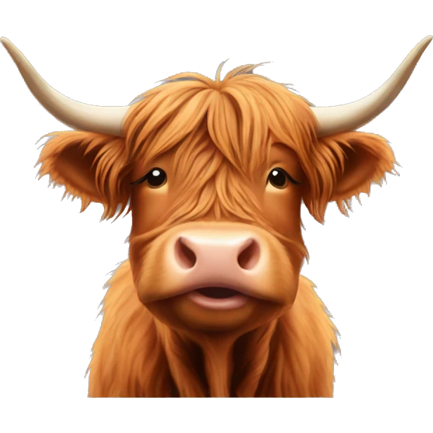 Highland cow blowing kiss emoji