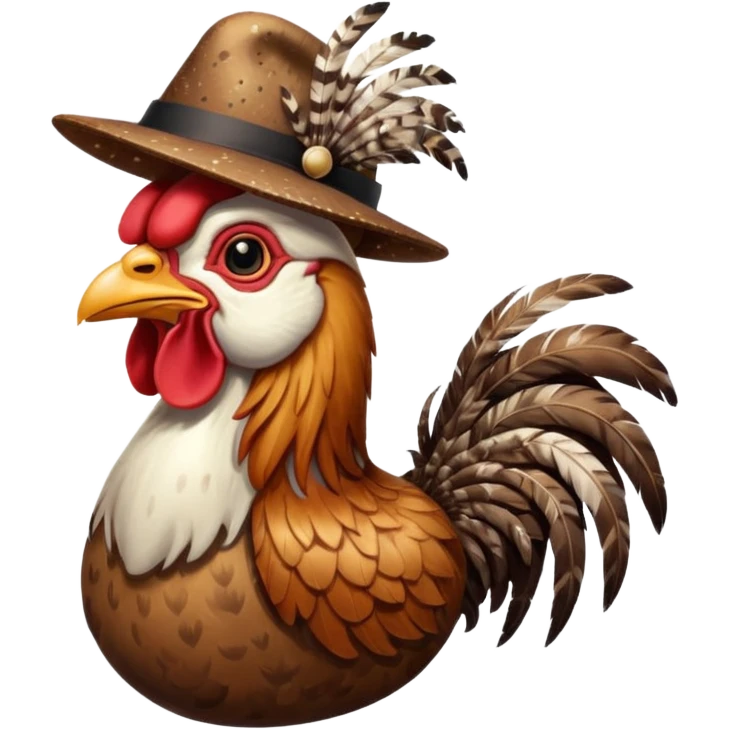 rooster wearing flat hat emoji