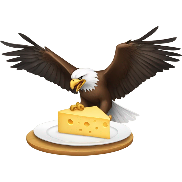Eagle flying with a piece of cheese emoji