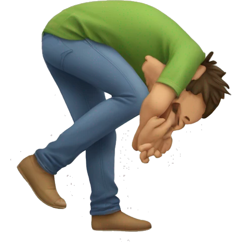 A face plant  because of an avoidable bug emoji