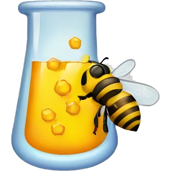 chemistry beaker with honey and bees emoji