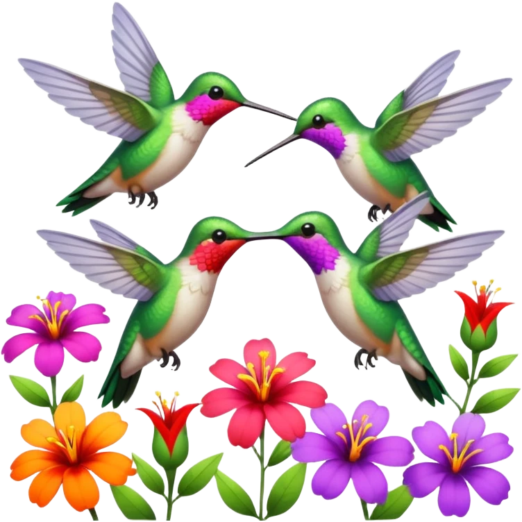 Humming birdsdlowers emoji