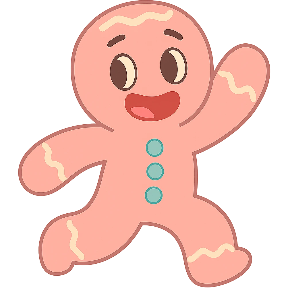 pastel toon style pink gingerbread man emoji