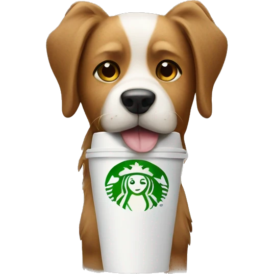 Dog with Starbucks cup emoji