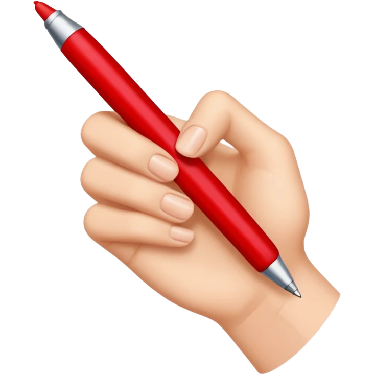 рука телесного цвета пишет красной ручкой emoji