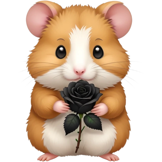 Hamster holding a black rose emoji