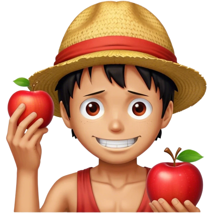 Luffy with apple emoji