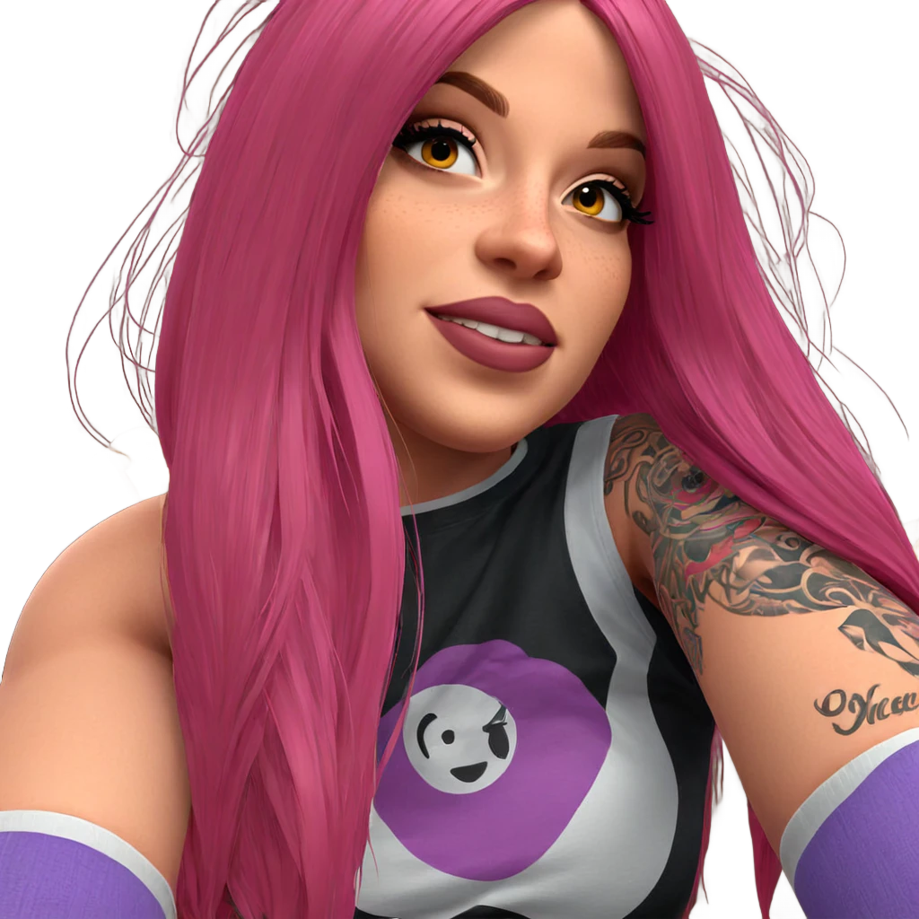 pink haired girl with tattoos emoji