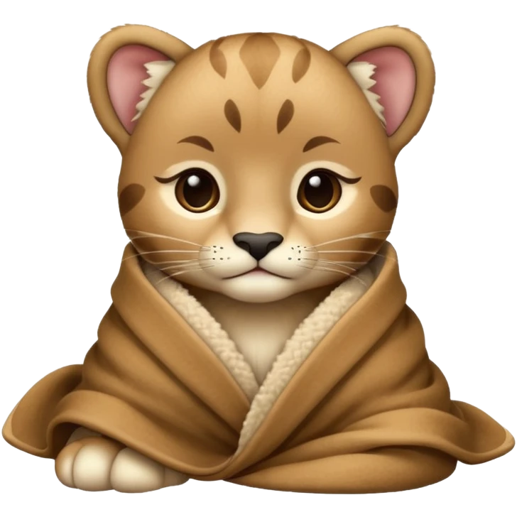 Cozy puma cub in blanket emoji