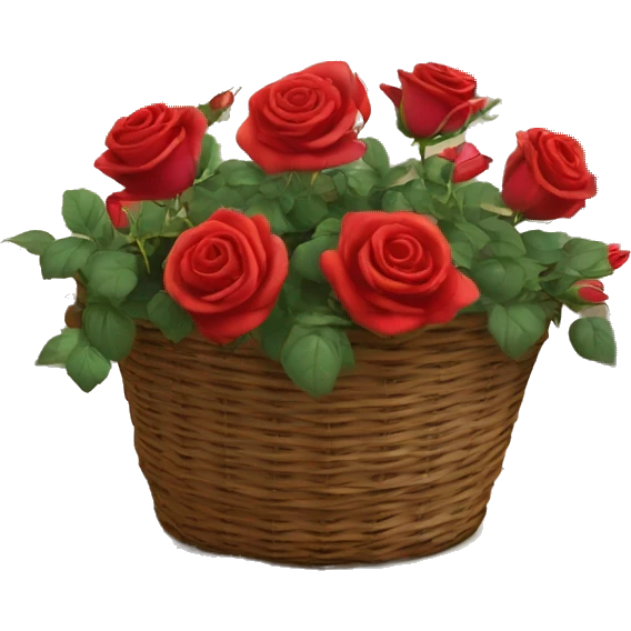 basket with courtyard and  red roses  emoji