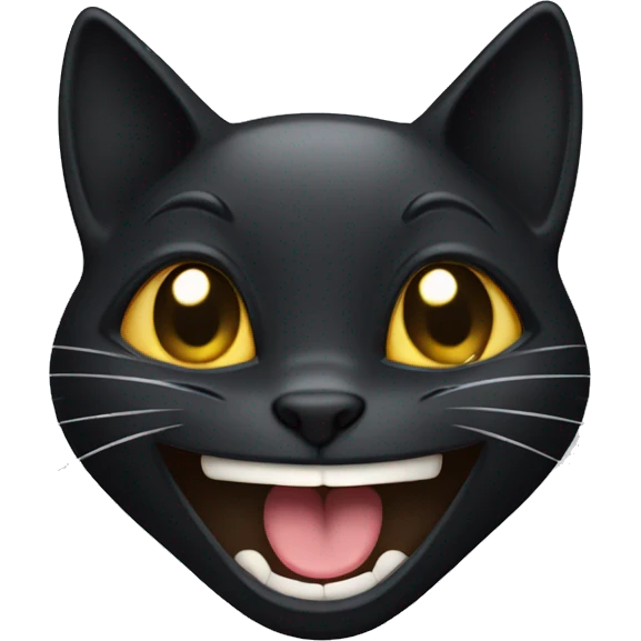 Female black cat laughing with tears  emoji