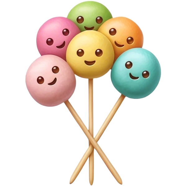 Dango Cinematic Realistic Dango Dessert Emoji, depicted as a skewer holding three colorful rice dumpling balls in different hues, rendered with delicate textures and soft, inviting lighting. emoji