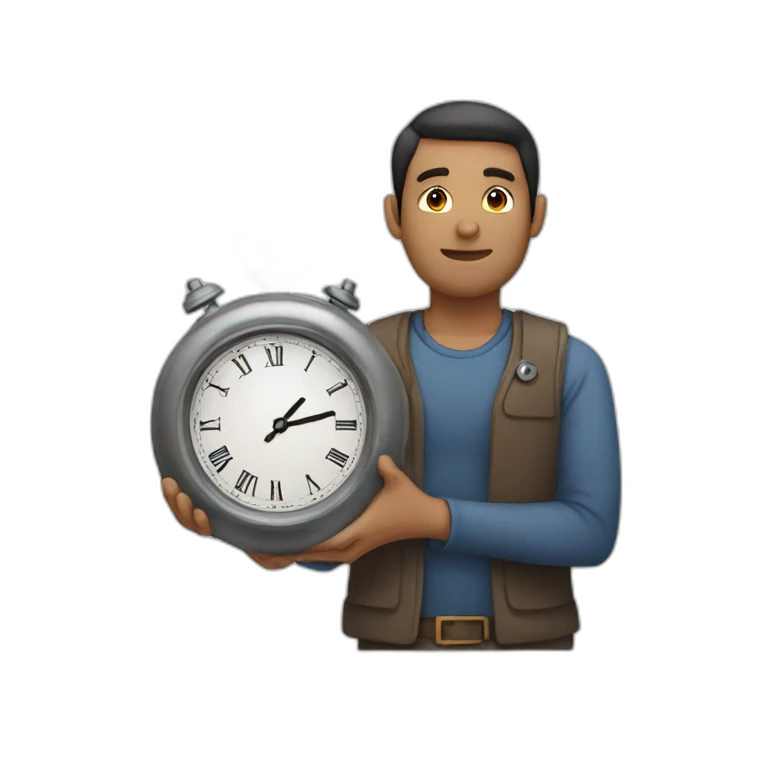 a man holding clock emoji