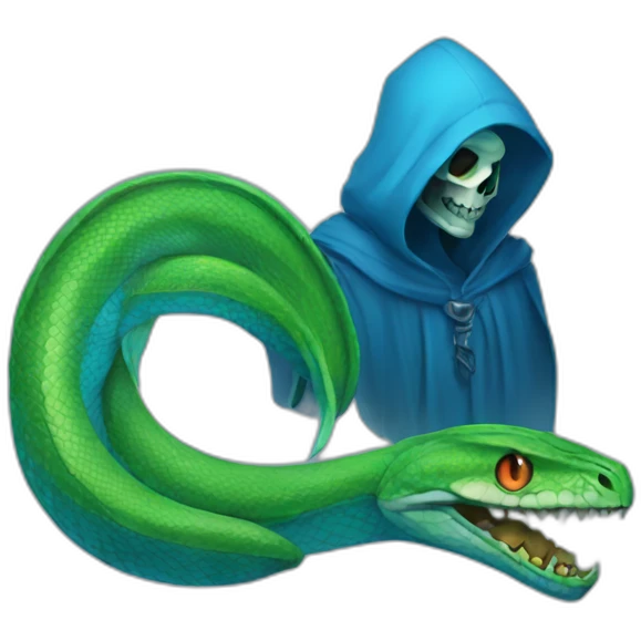 blue reaper with green python emoji