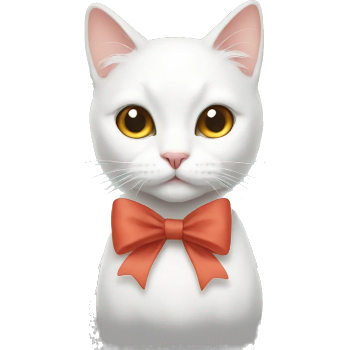 White cat with bow emoji