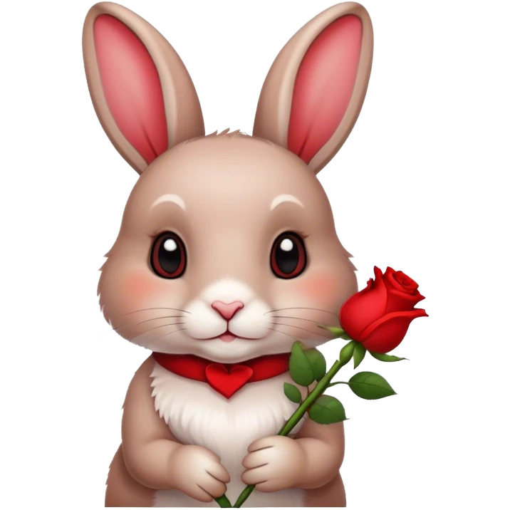 Cute rabit holding rose emoji