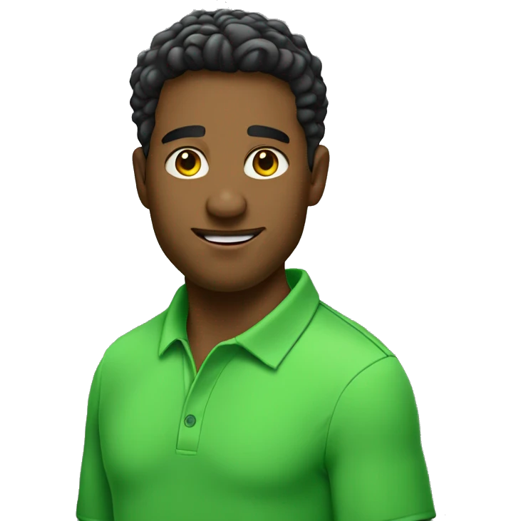 strong guy wearing apple green polo shir emoji