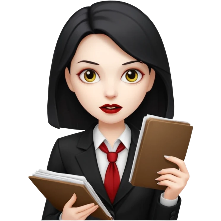Woman vampire in a blazer holding papers emoji