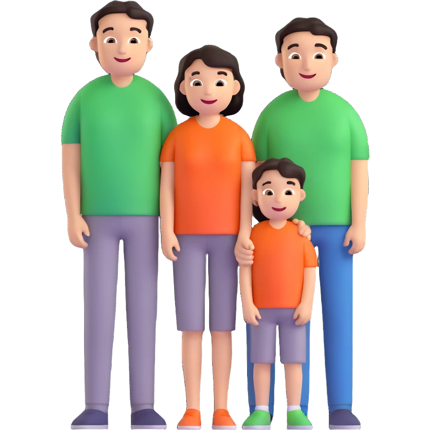 caucasian family with father mother and young son standing together happily emoji