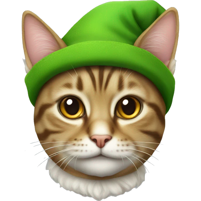 Tabby cat with elf hat emoji