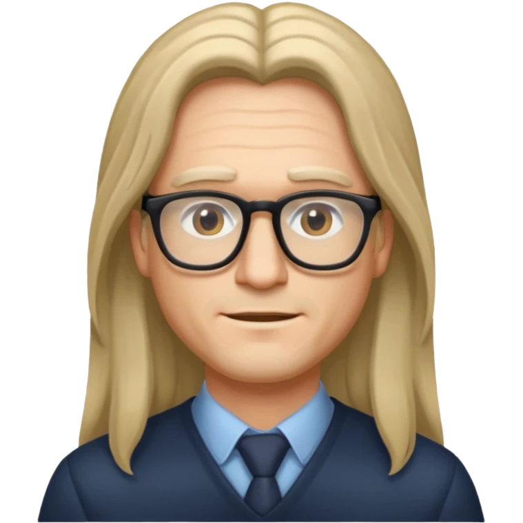 hombre con cabello largo y lentes emoji