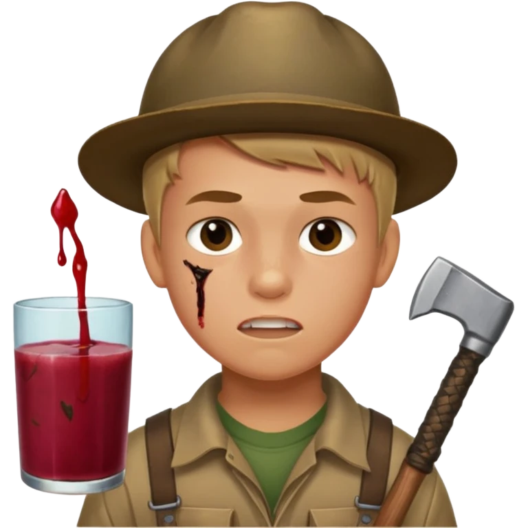 13 y/o Brian robeson at the beginning of Hatchet
determined, has hatchet, self-reliant, observant survivalist, berry juice on mouth, bug bites on face emoji