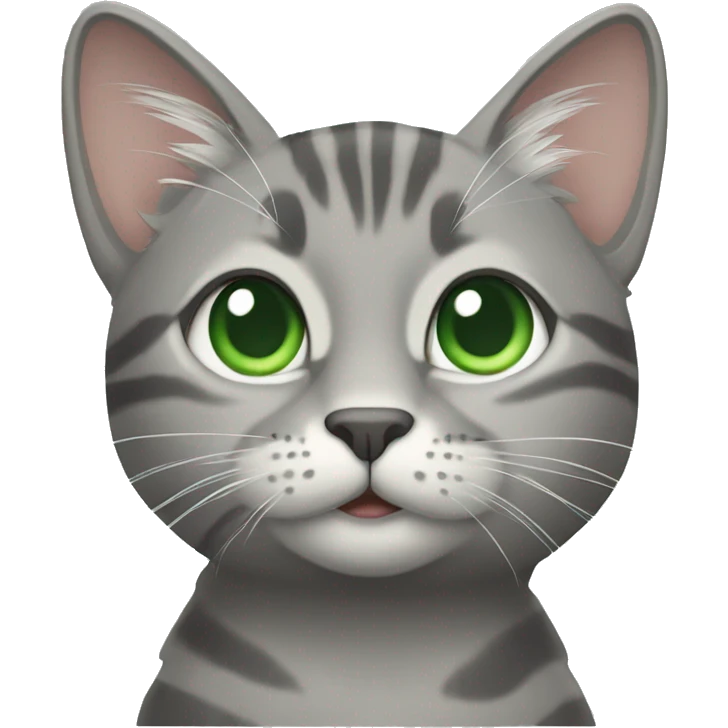 grey tabby cat with green eyes emoji