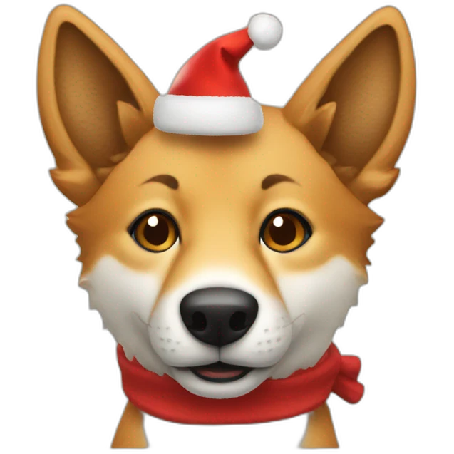 A dingo ready for Christmas emoji