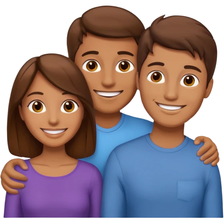 Un trouple : deux hommes  et une femme qui sont amoureux  , ils sont tous blanc et brun  emoji