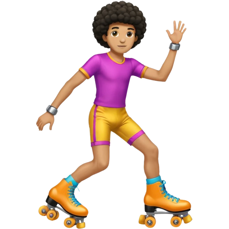 man afro hair disco clothe and roller skate emoji