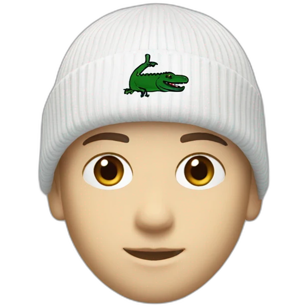 white boy using lacoste beanie with lacoste emoji