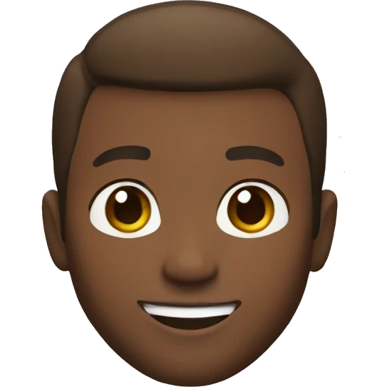 memoji young black man with brown eyes, short and beard hair smiling emoji