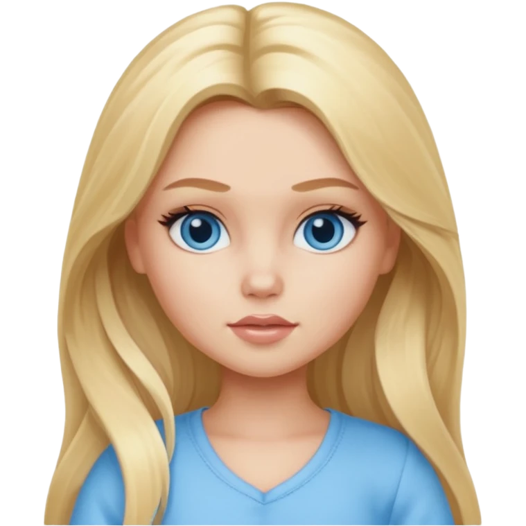 Bratz Cloe Blonde long hair blue eyes, Light blue outfit emoji