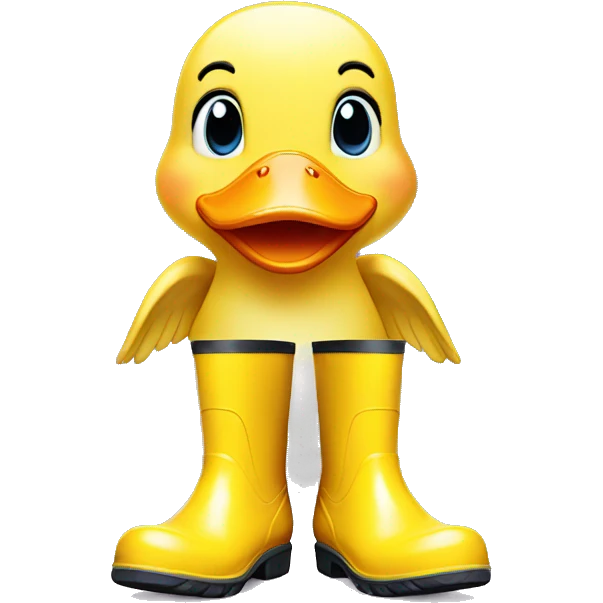 Yellow cute duck with rainboots emoji